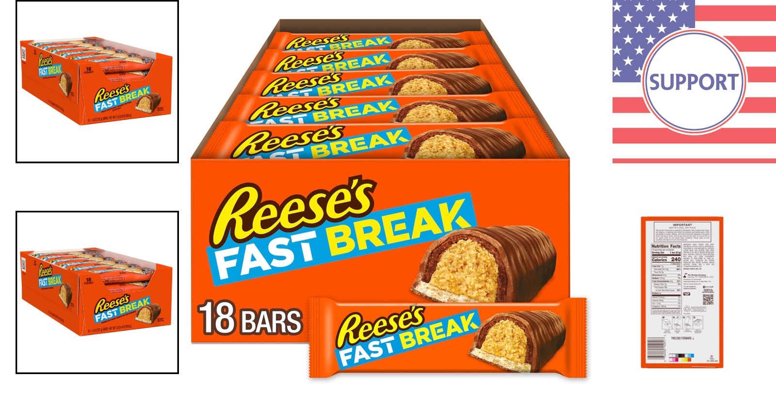 FAST BREAK Candy Bars – Milk Chocolate & Peanut Butter, 1.8 oz, 18 Count Box