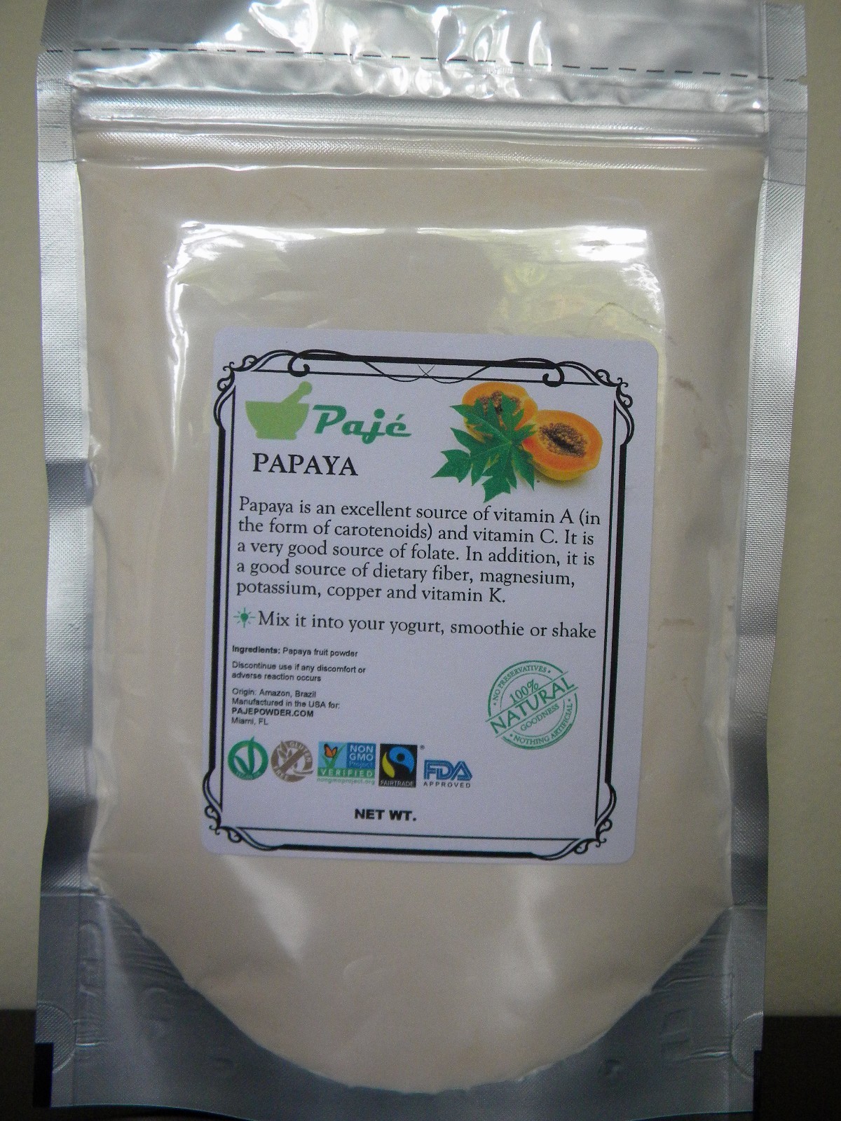 Papaya fruit powder 32oz 2lb PAJE – digestive aid , vitamins – PAJE POWDER