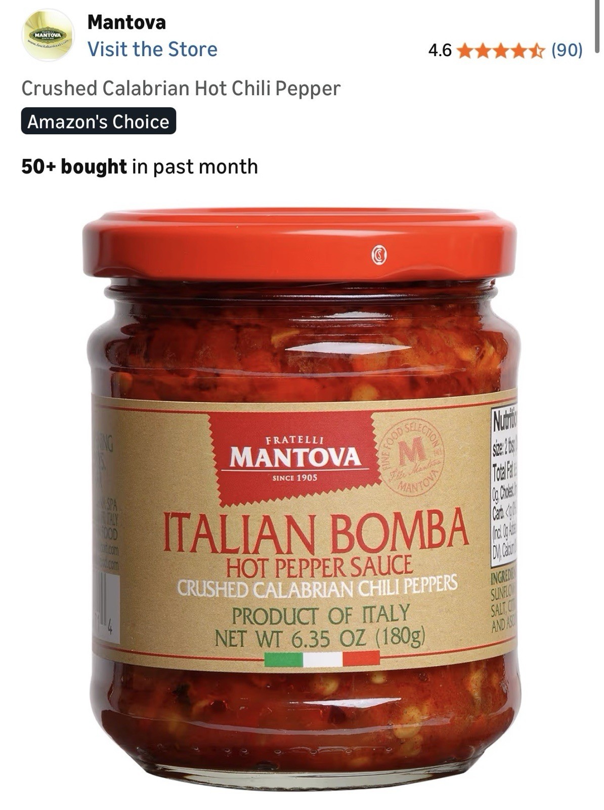 Italian Hot Pepper Sauce chili pepper 6.35oz ,Bomba Sauce ,Crushed Calabrian Hot