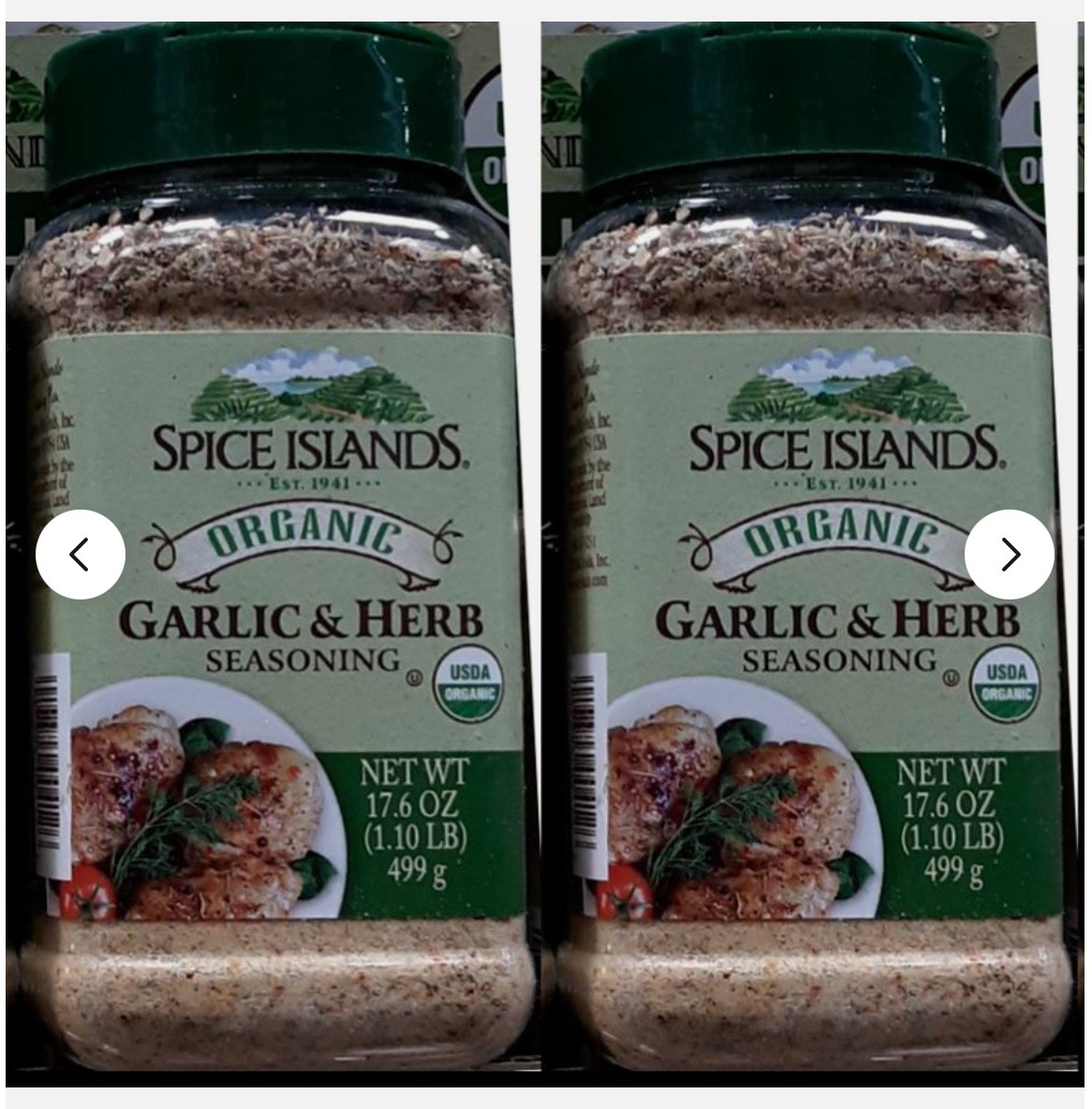 2 Pack Spice Islands Organic Garlic & Herb Seasoning, 17.63 oz Each, EXP 03/2029