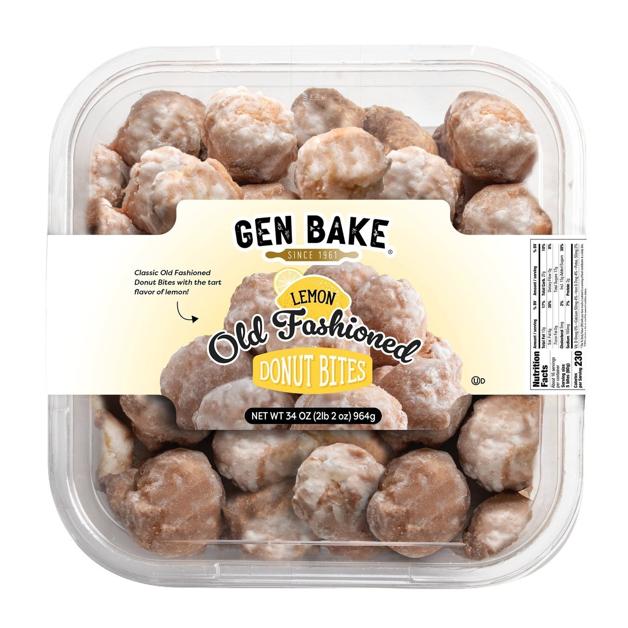 Gen Bake Old Fashioned Lemon Glazed Donut Hole Bites, 34 oz