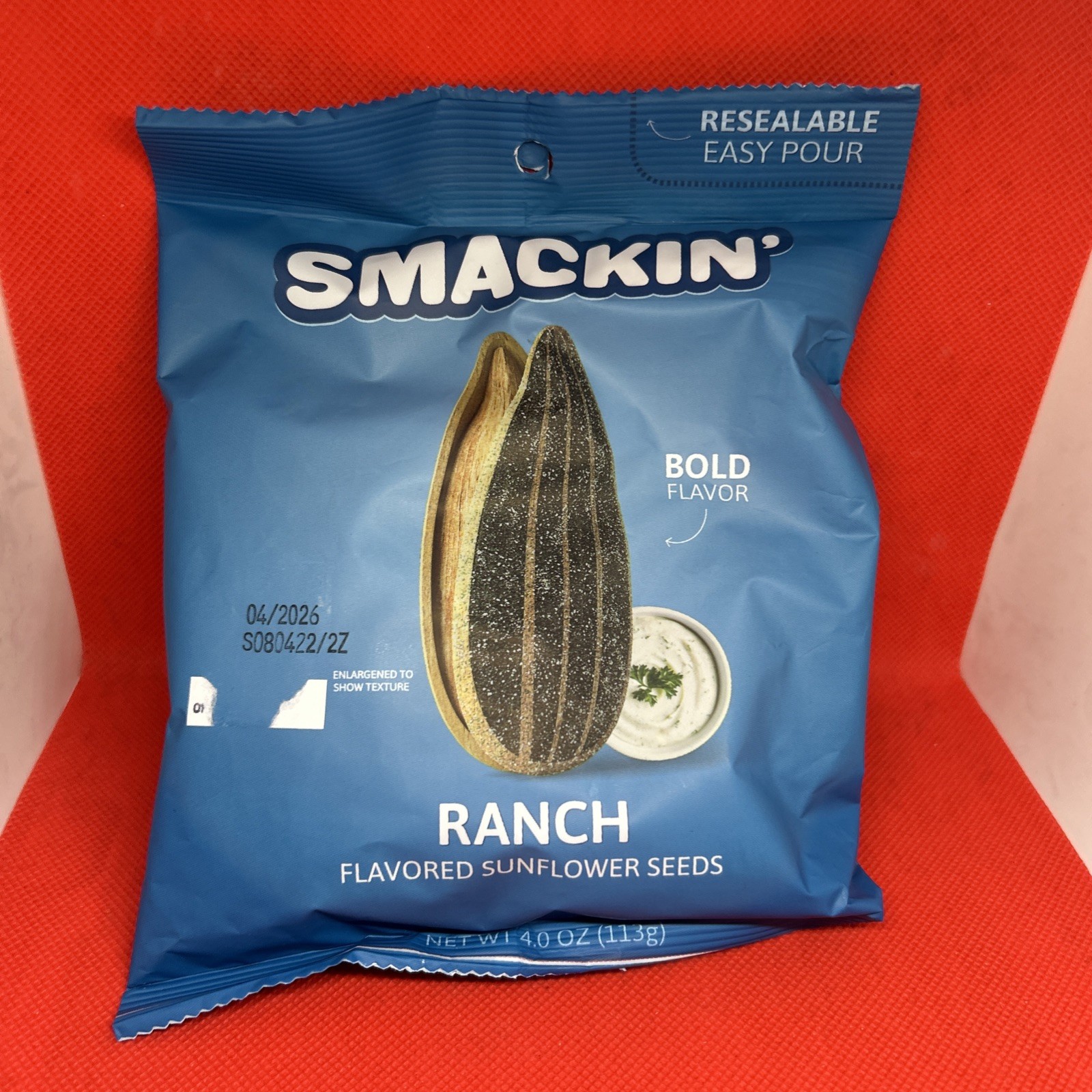 SMACKIN’ Ranch Sunflower Seeds 4oz American Made Low Sodium Exp 04/2026