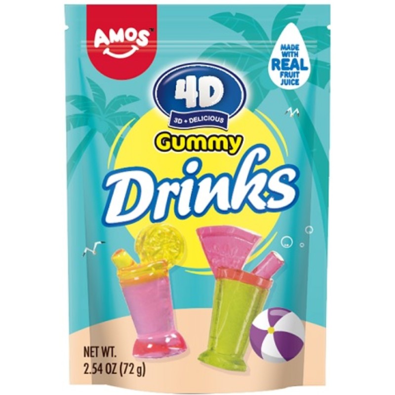 6x Amos 4D Gummy Drinks Candy Bulk Snack Treats New Sealed Fresh 3oz