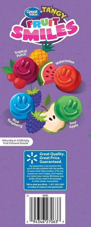 Great Value Fruit Smiles Snacks 40 Count – Tangy Flavor, Chewy & Tasty