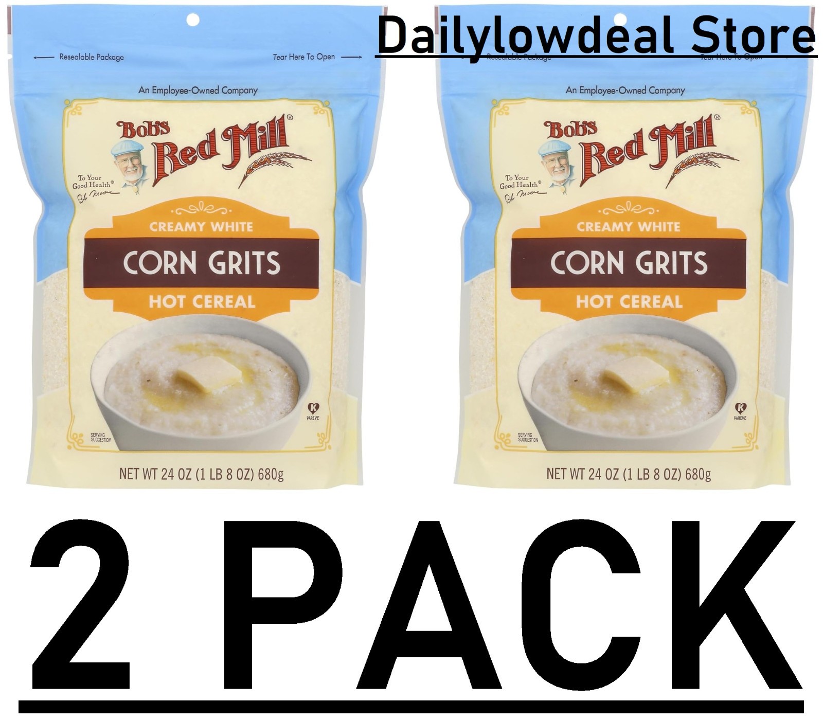 2 PACK – Bob’S Red Mill Grits White Corn 24 Oz (Total 48 oz) FAST