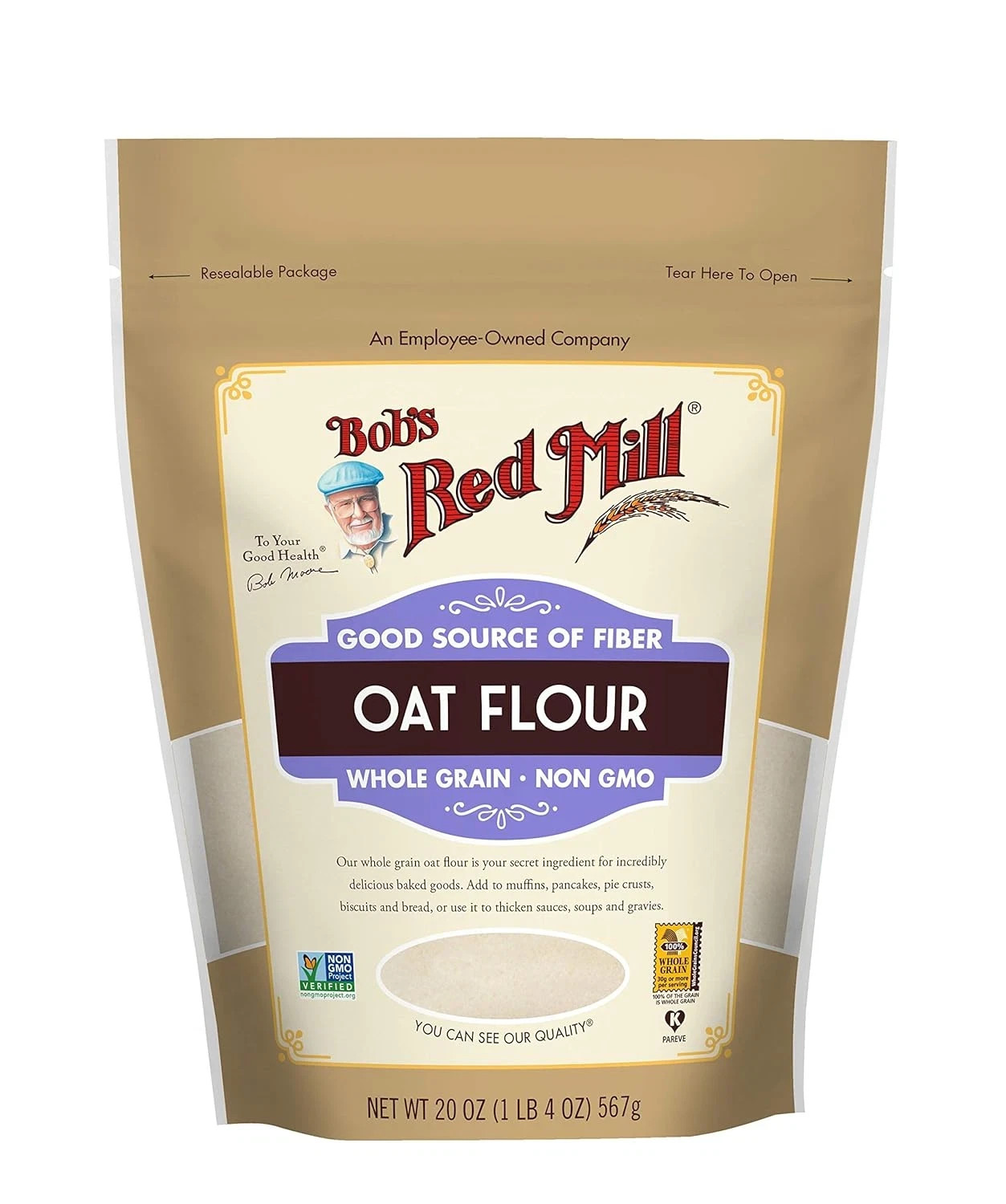 Whole Grain Oat Flour, 20Oz (Pack of 1) – Whole Grain, Vegan, Kosher
