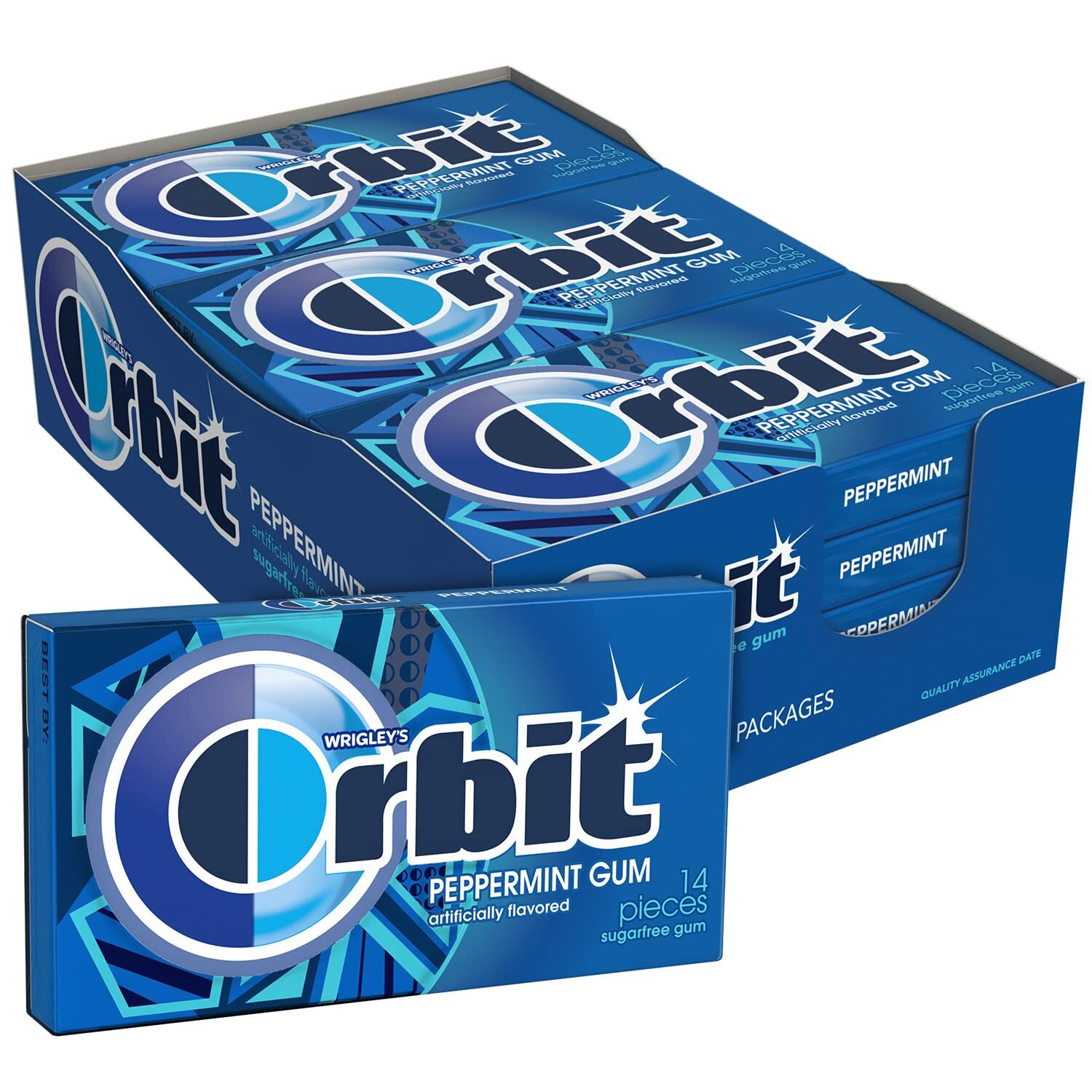 ORBIT Peppermint Sugar Free Chewing Gum, 12 Packs of 14-Pieces -168 Total Pieces