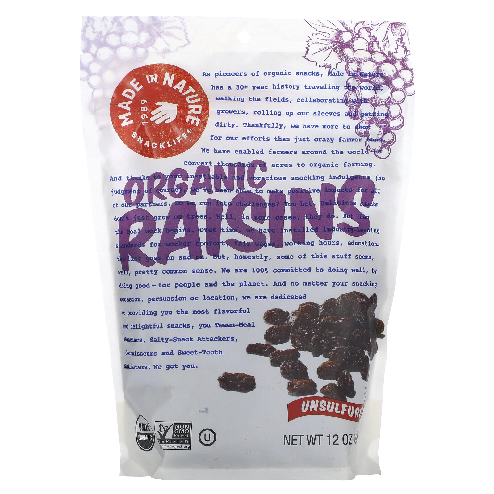 Organic Raisins, 12 oz (340 g)