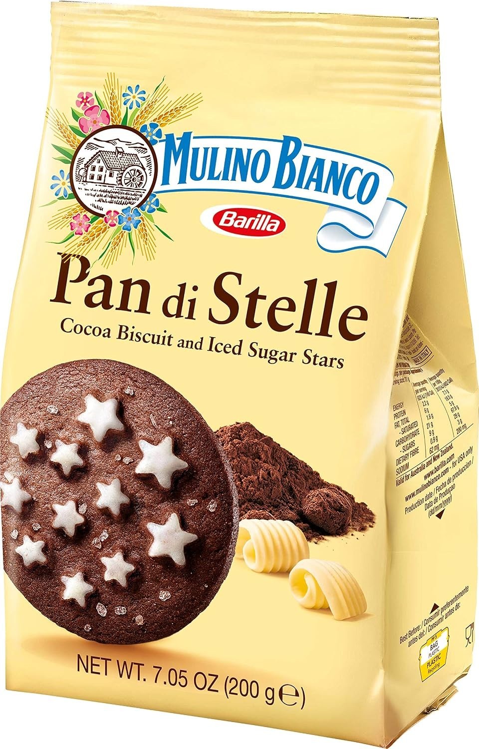 Pan di Stelle Cocoa Biscuits with Sugar Stars, 7.05 oz – Italian Quality Choc…