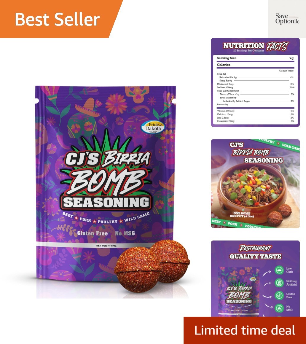 CJ’s Birria Bomb Seasoning – 2 Bombs in 8 oz Pack, MSG-Free | Authentic Mexic…