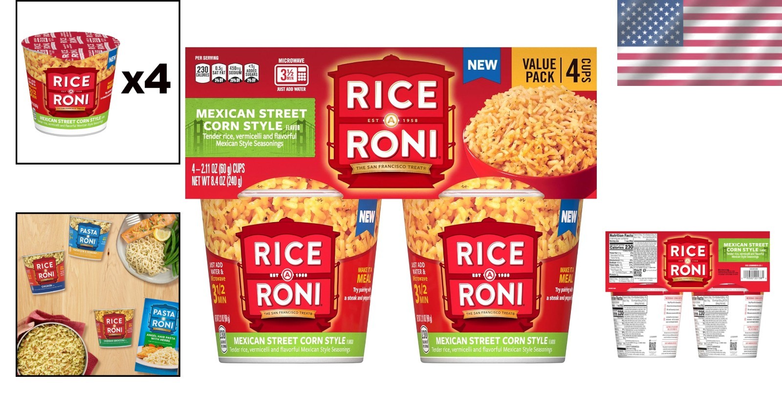 Rice-A-Roni Mexican Street Corn Cups – 4 Pack of 2.11 Oz, Ready in 3.5 Minutes