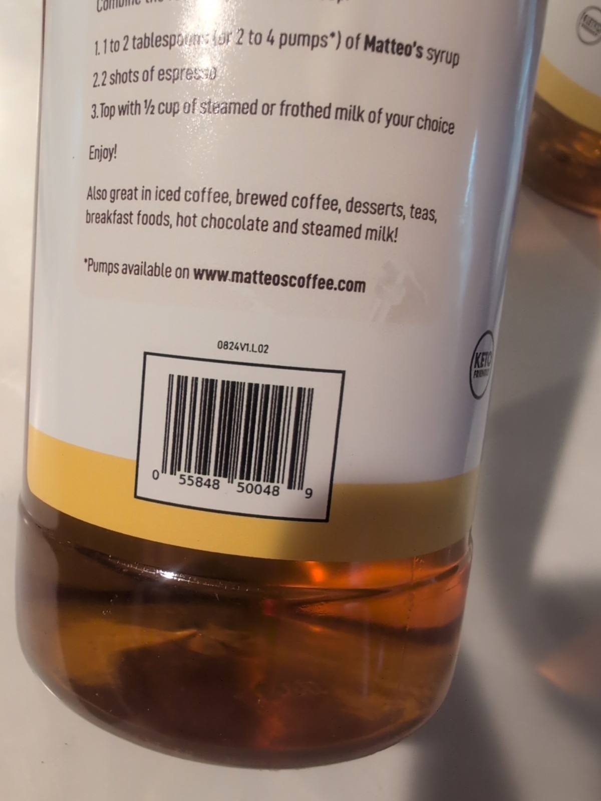 Matteo’s Barista Style Coffee Syrups Thin Caramel Coffee Syrup 33.8 Fl Oz 2 pack