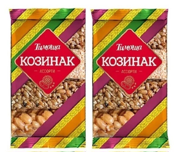 2x Timosha Kozinaki Assorti 225g –Mixed Sunflower, Peanut & Sesame Brittle Snack