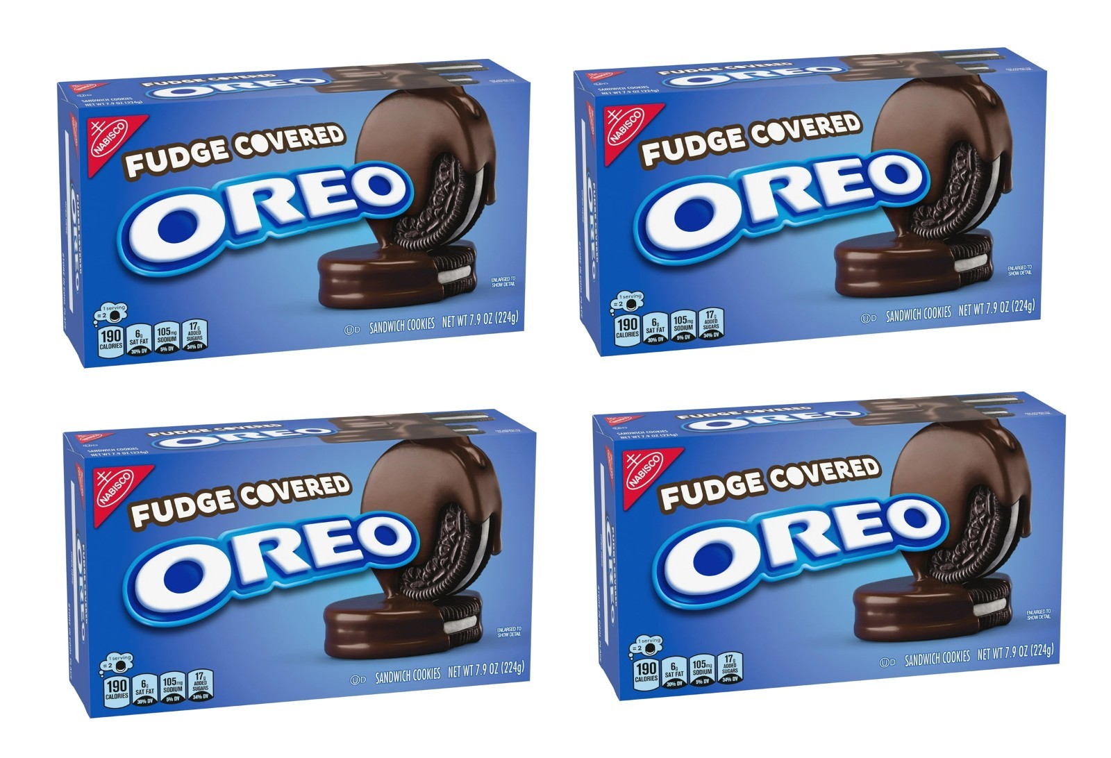 OREO Fudge Covered Chocolate Sandwich Cookies 7.9 oz Box – 4 Pack – Real Cocoa