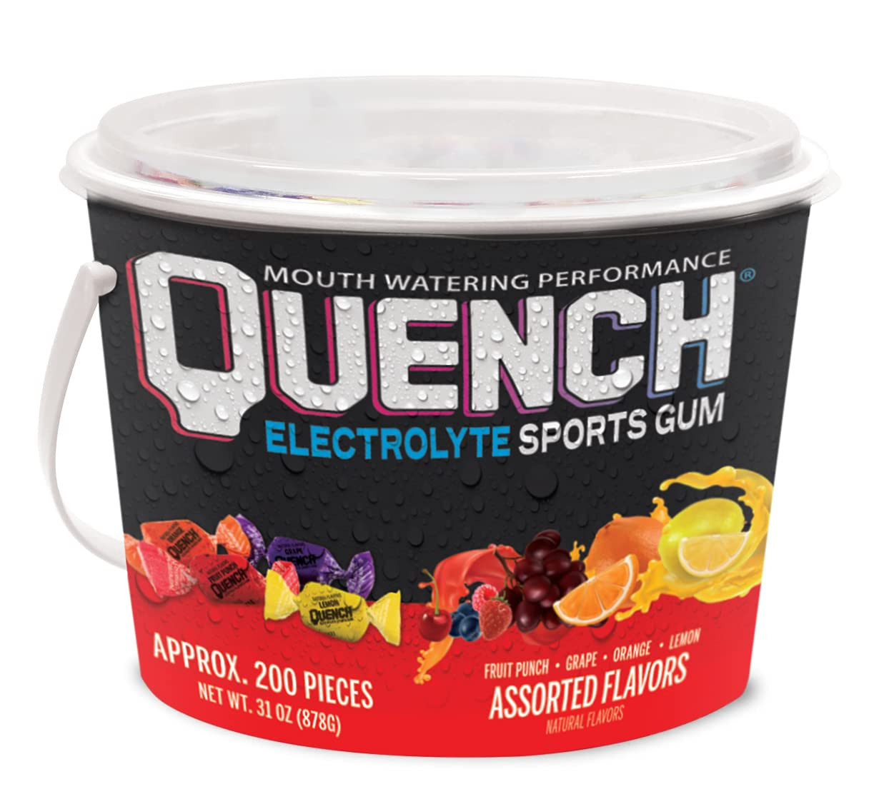 Quench Gum Variety Bucket, Electrolytes Chewing Gum for Athletes