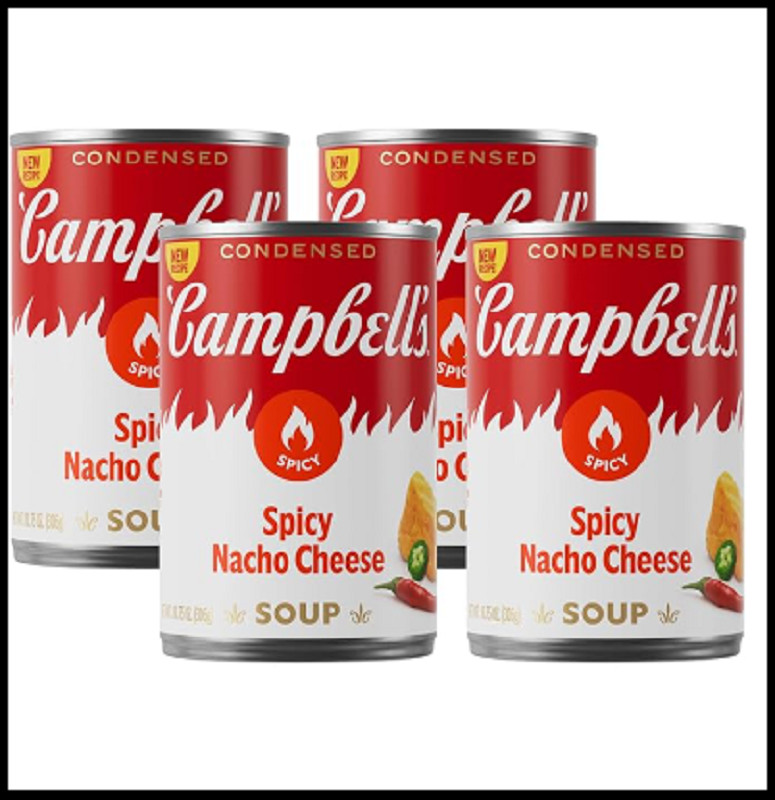 (4 Pack) Campbell’s Condensed Spicy Nacho Cheese Soup, Vegetarian, 10.75 Ounce
