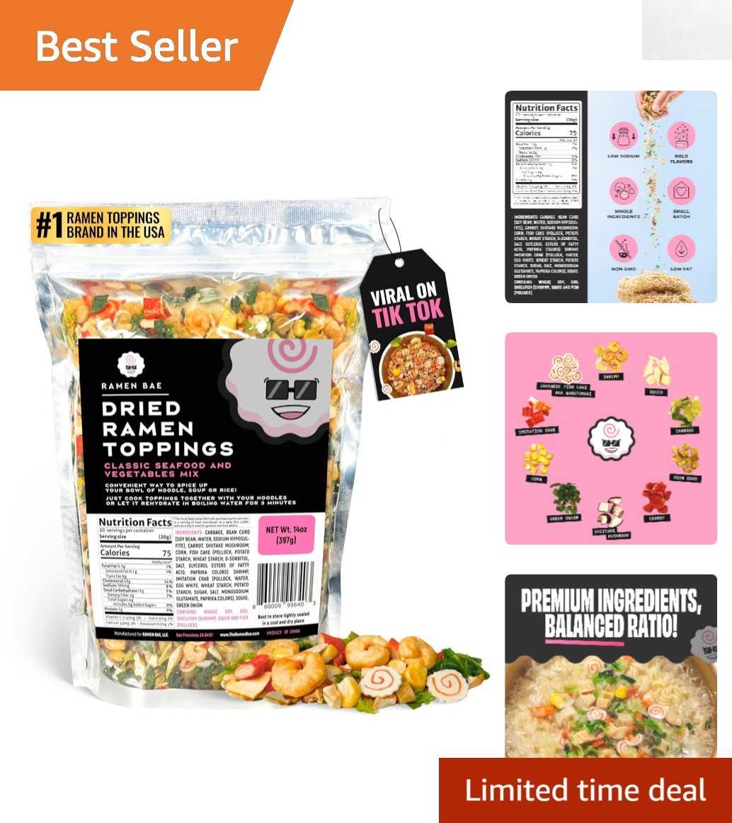 Dehydrated Classic Seafood & Vegetable Mix for Ramen – Easy Prep, 20 Servings