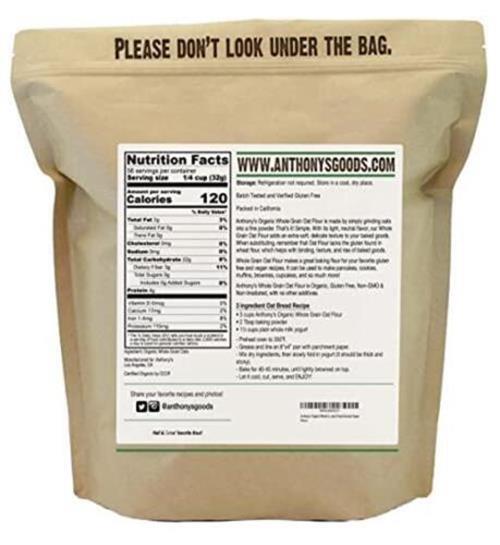 Anthony’s Organic Whole Grain Oat Flour, 4 lb, Gluten Free, Non GMO, Non
