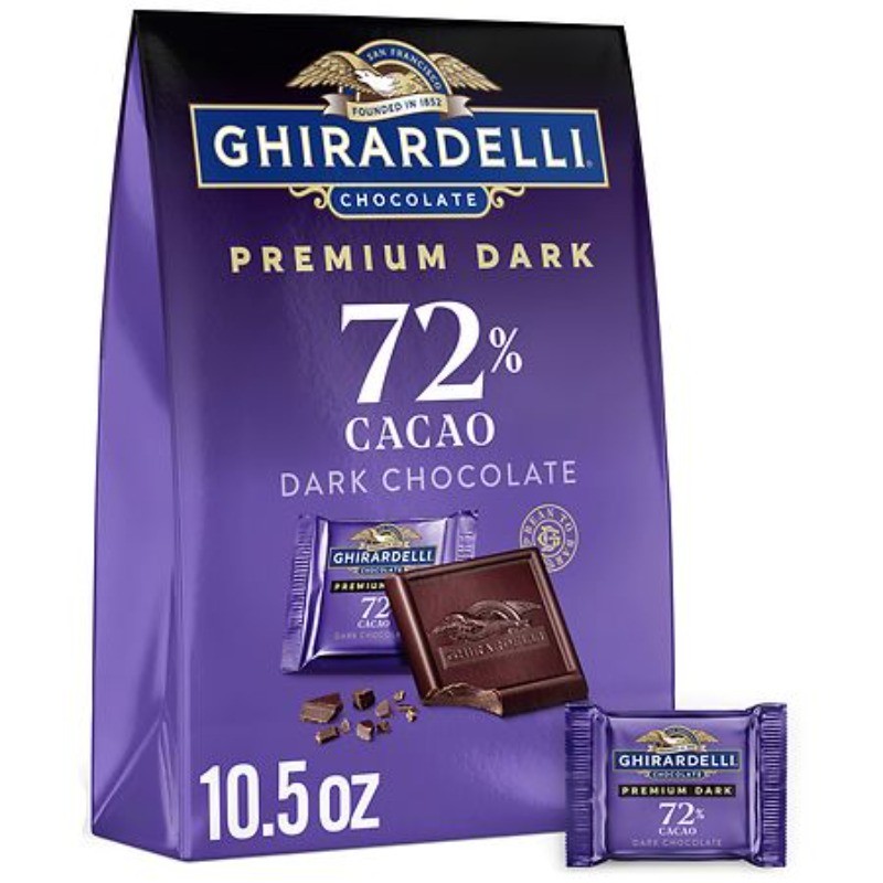 72% Cacao Dark Chocolate Squares Bag 10.5 OZ