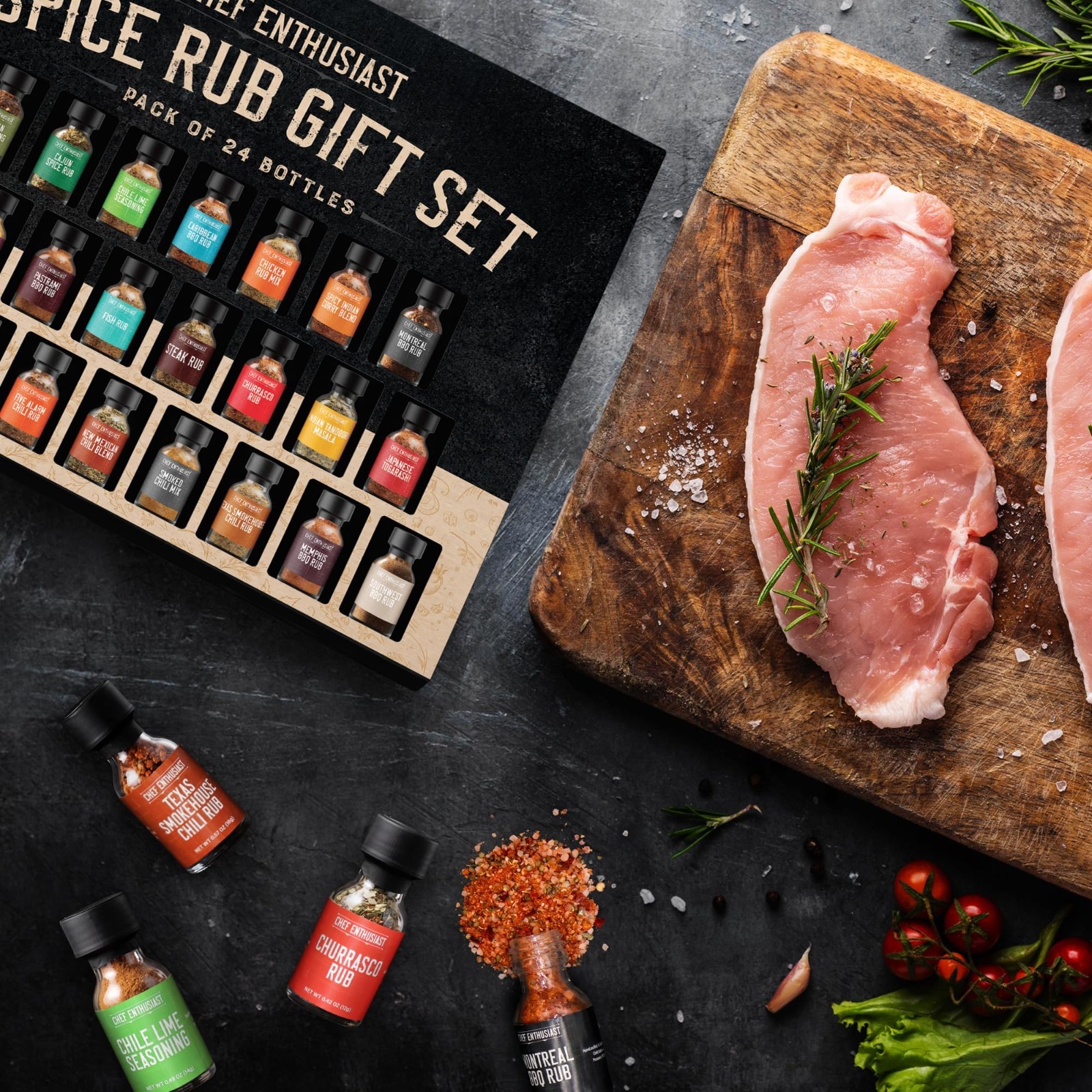 Gourmet BBQ Spice Rub Sampler Gift Set – 24 Unique Grilling Seasonings for Men,