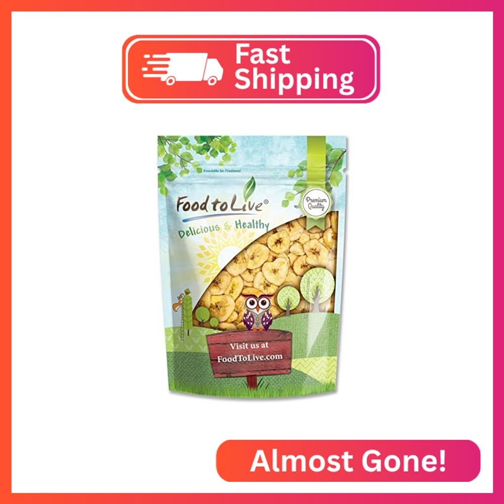 Food to Live Banana Chips, 1.5 Pounds — Sweetened, Unsulfured, Kosher, Vegan, Bu