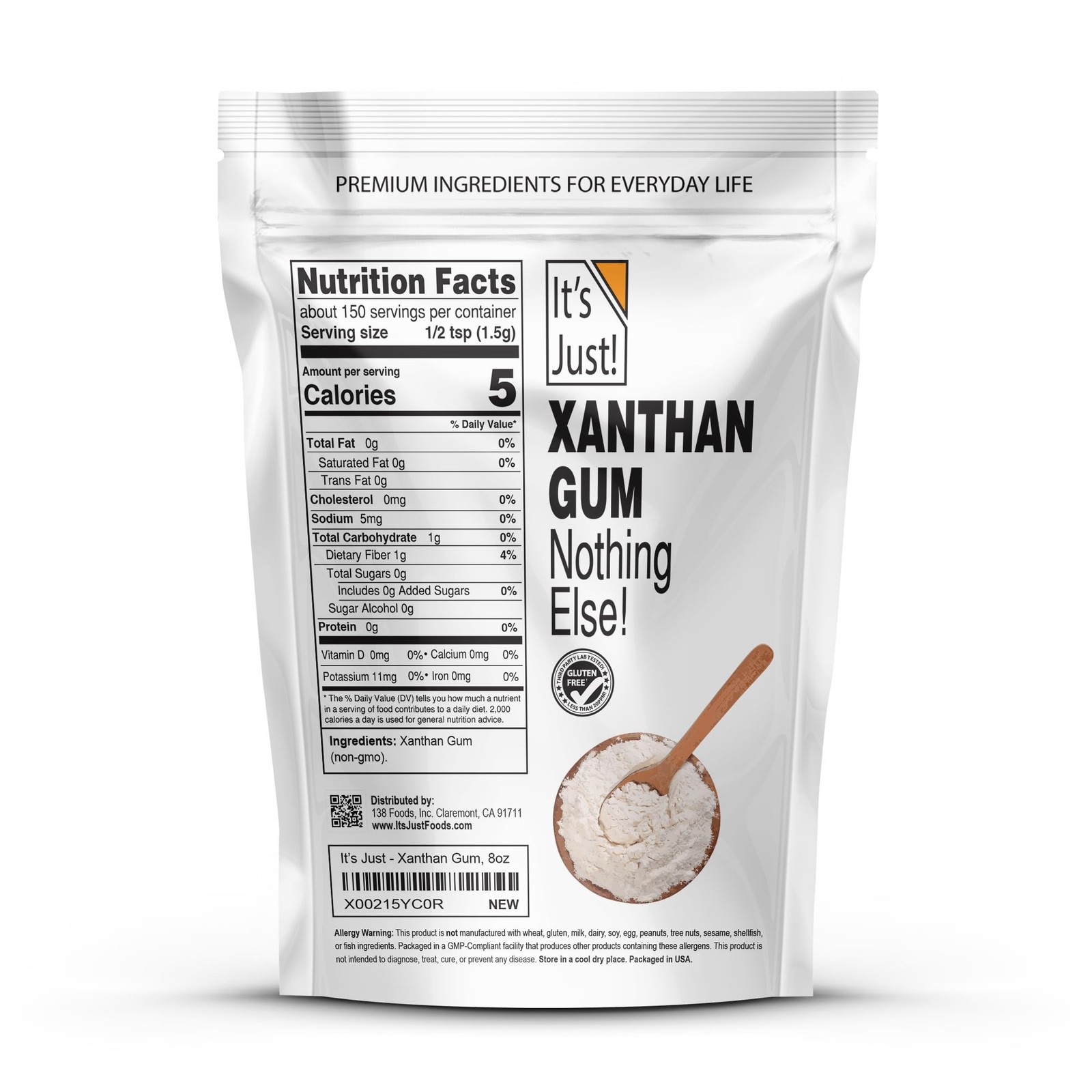 It’s Just – Xanthan , 8oz, Batch Tested Gluten , Keto Baking, Non-GMO, Thicke…