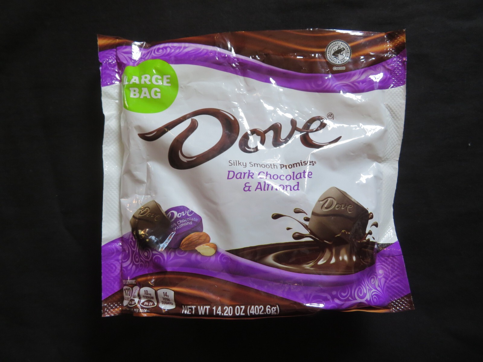 (1) Bag Dove Silky Smooth Promises Dark Chocolate & Almond 14.20 Oz !
