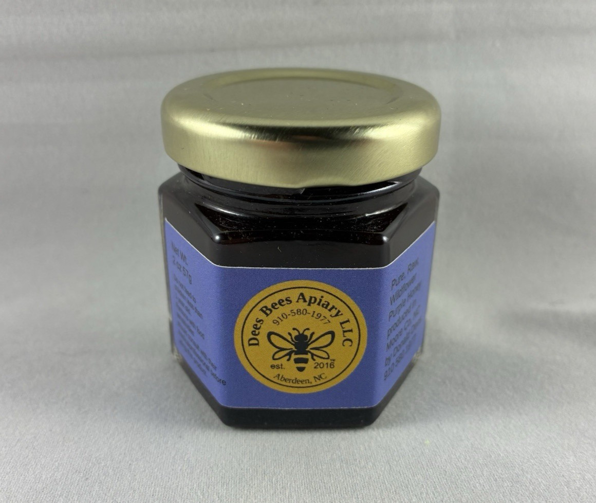 Rare North Carolina Purple Honey Pure Raw Wildflower 2 oz Glass Jar Ships Fast