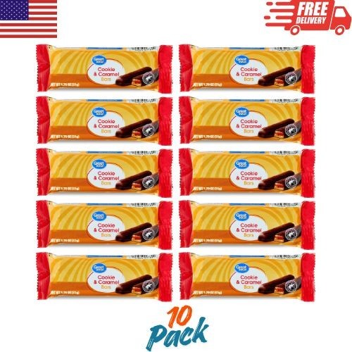 Great Value Cookie & Caramel Bars 1.79 oz 10 Pack Chocolate Snack Bars Candy