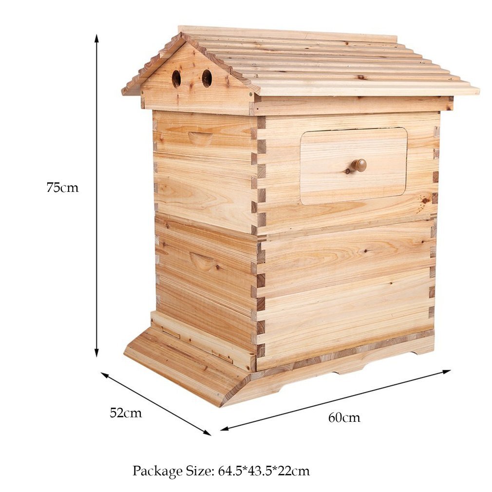 Certified Waxed Wooden AUTO Shed Beehive BeeHives 7 Plastic Beekeeping Frames