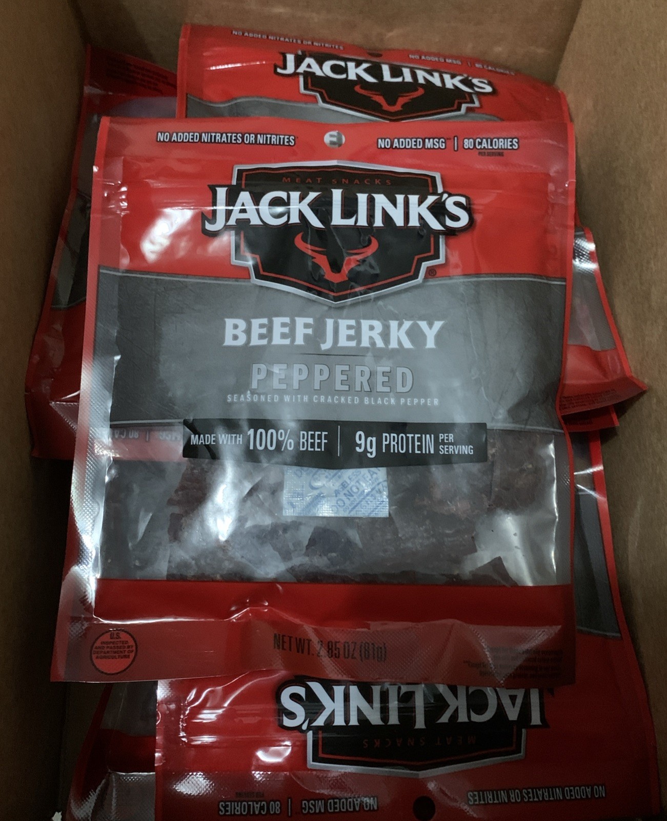 8 Bags Peppered Jack Links Beef Jerky 2.85oz BULK Meat Snack
