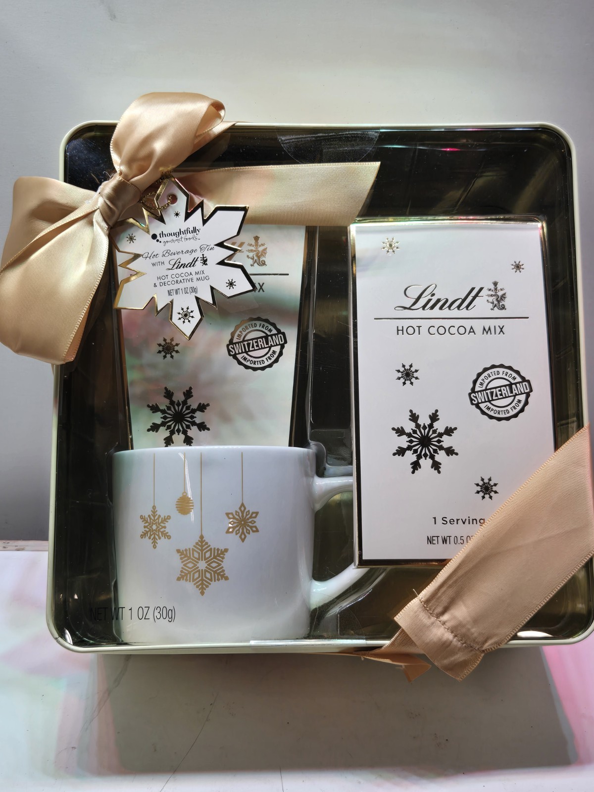 Lindt Hot Chocolate Cocoa Gift Set Box with Snowflake Mug Cup Gourmet