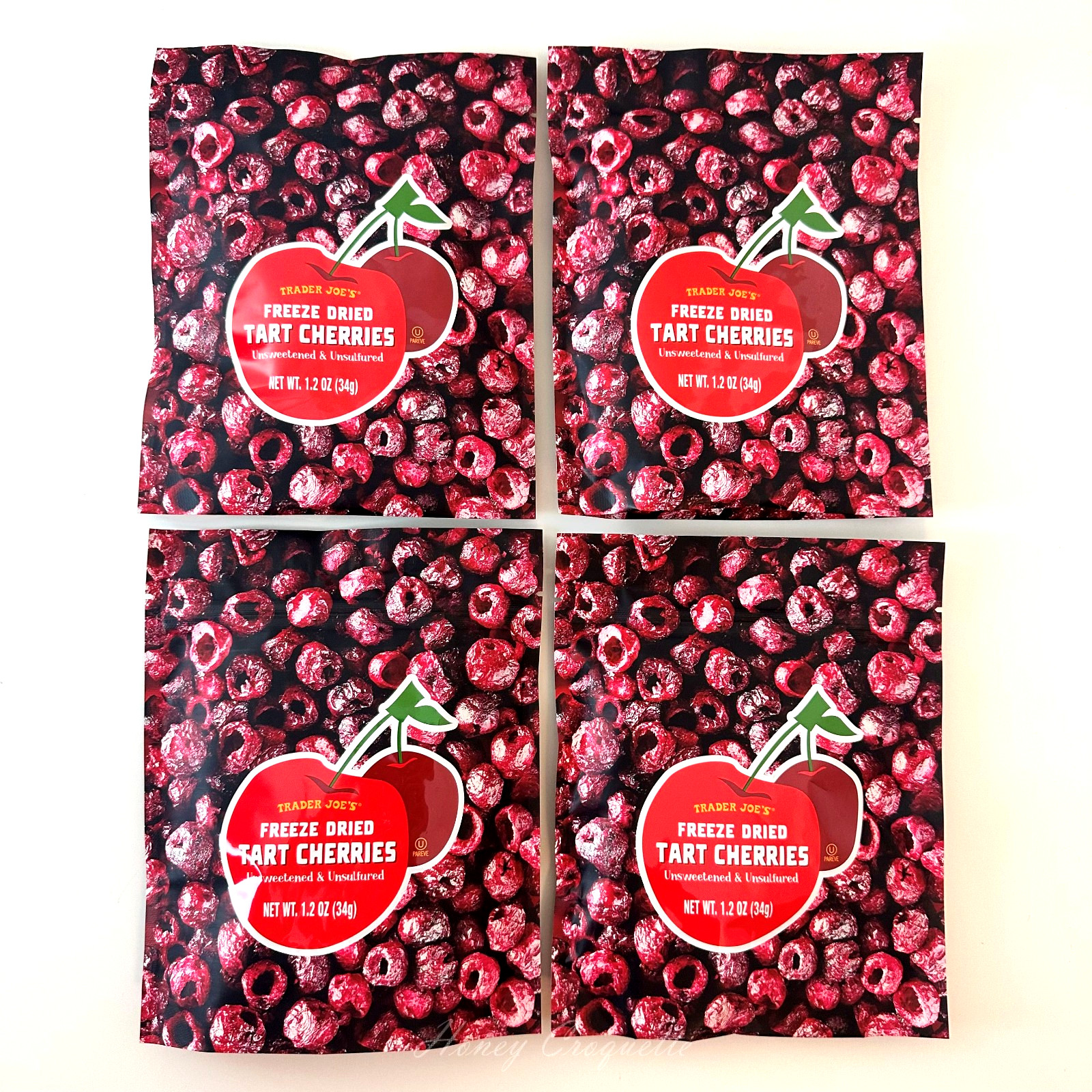 4 Packs Trader Joe’s Organic Freeze Dried Tart Cherries Pitted 1.2 oz Each X 4