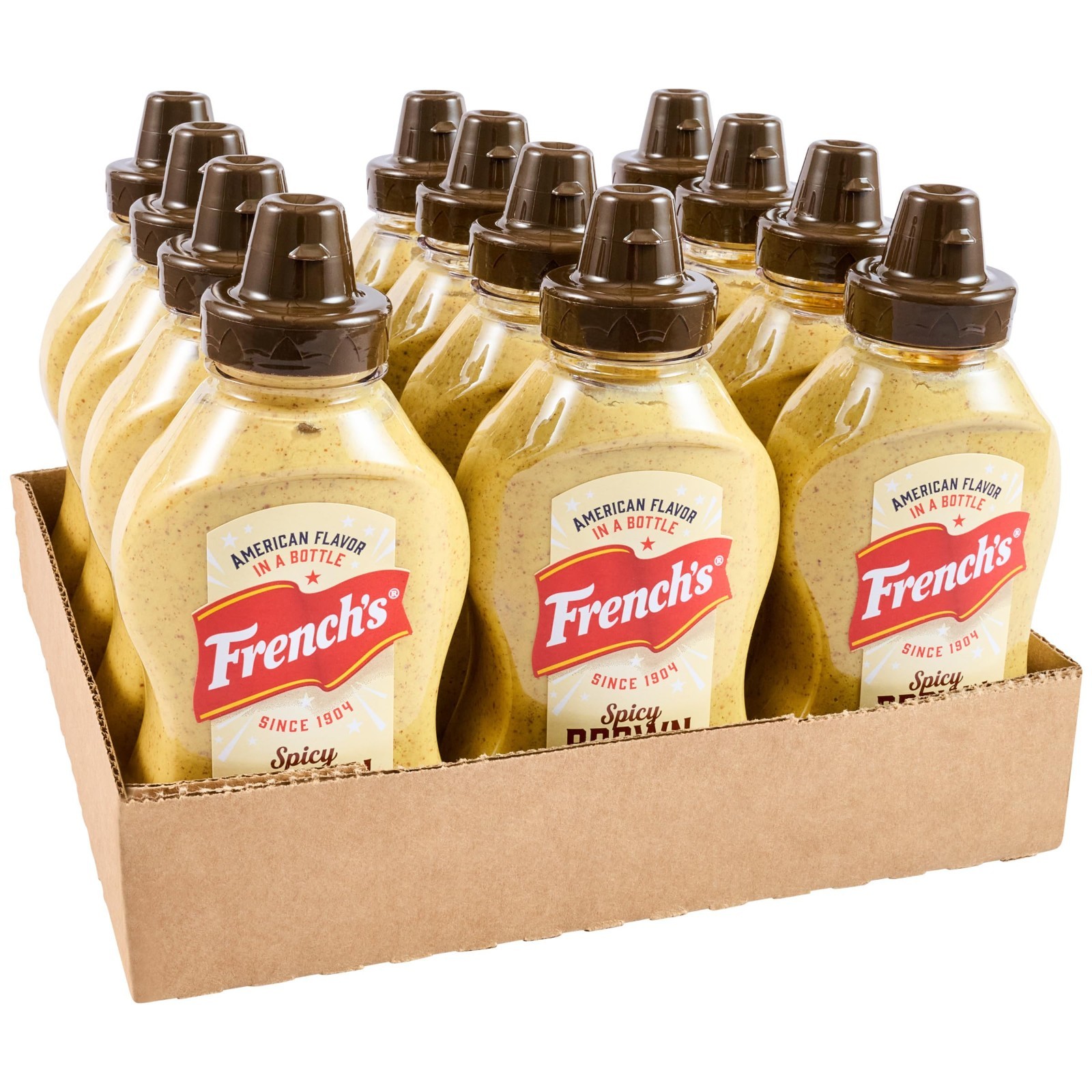 Spicy Brown Mustard 12 oz – Pack of 12, Gourmet Condiment for Sandwiches & BBQ