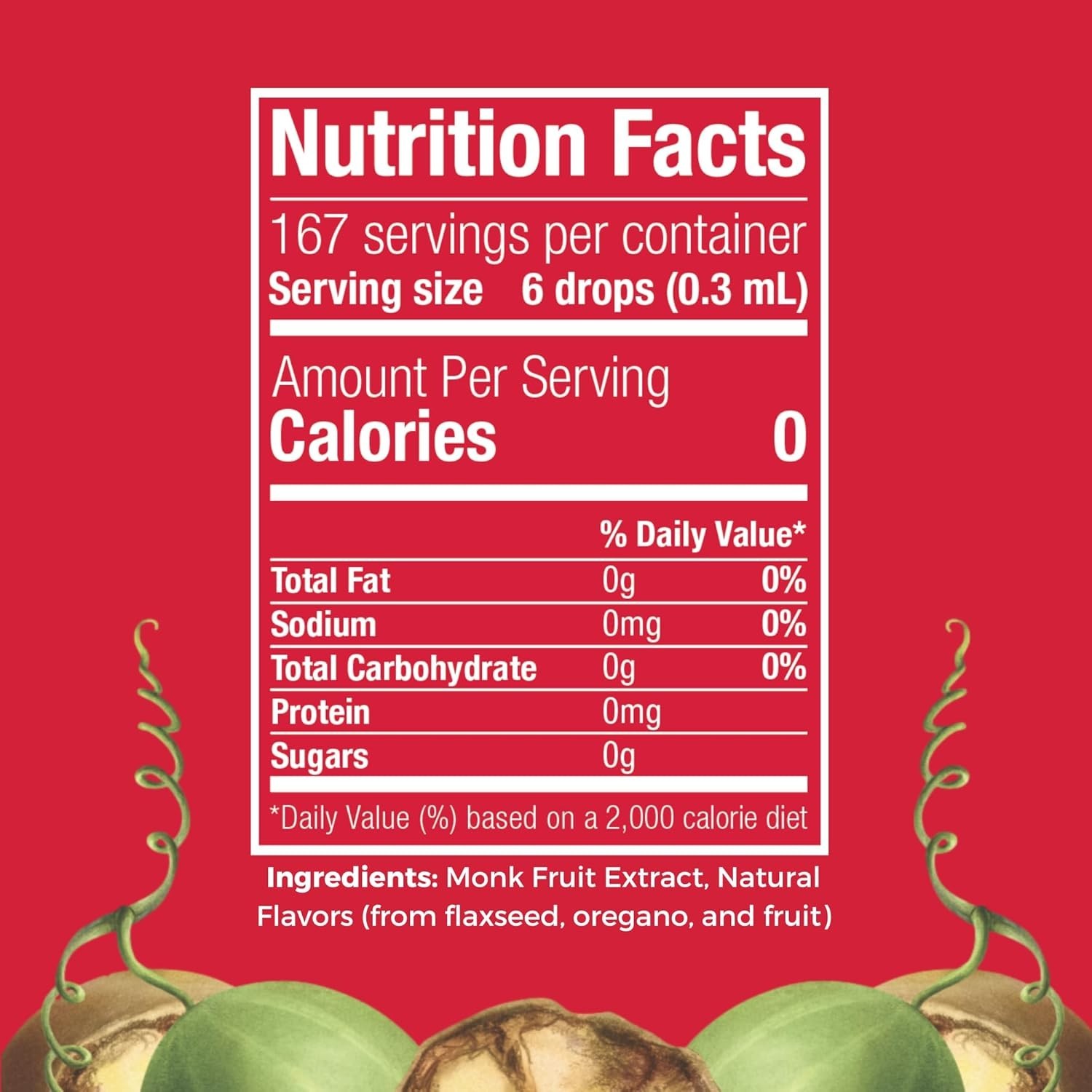 100% Pure Monk Fruit Extract, Zero Calories, Liquid Sweetener, 1.7Oz