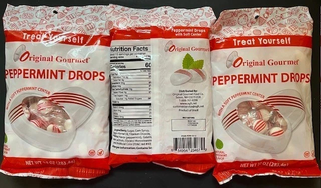Original Gourmet Peppermint Drops 3 ten oz. bags– Soft Center – Large 10oz Bags