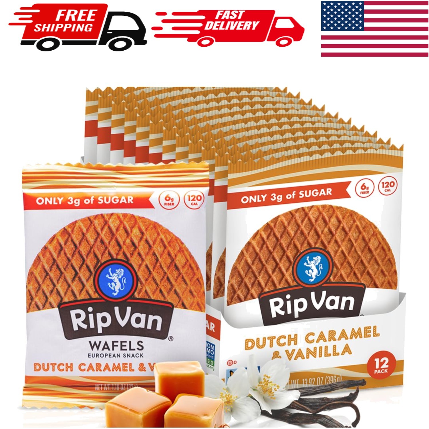 Individually Wrapped Dutch Caramel & Vanilla Stroopwafels – Keto Friendly Treats
