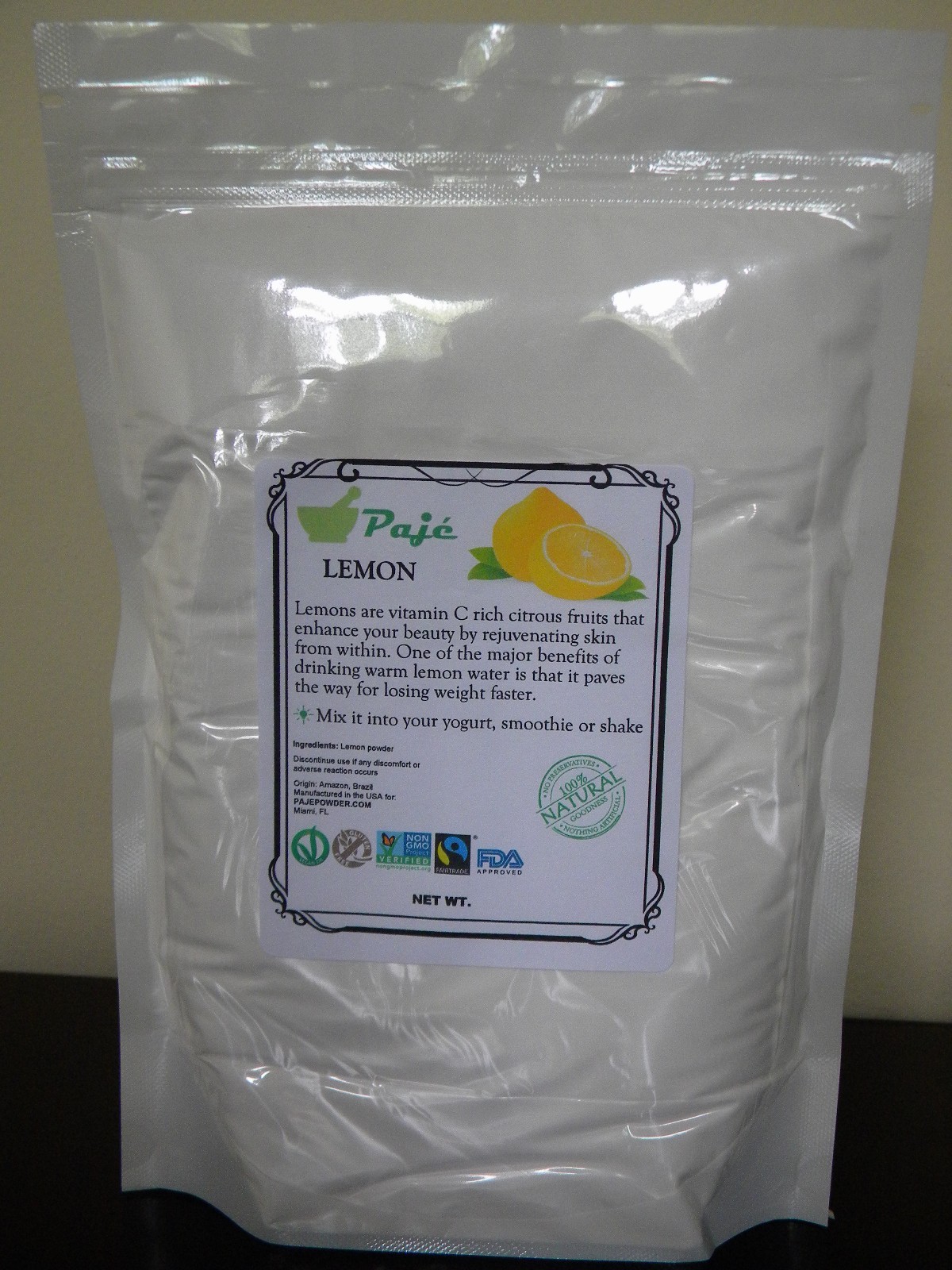 Lemon fruit powder 32oz 2lb – quick lemon juice mix well in water, vit C – PAJE