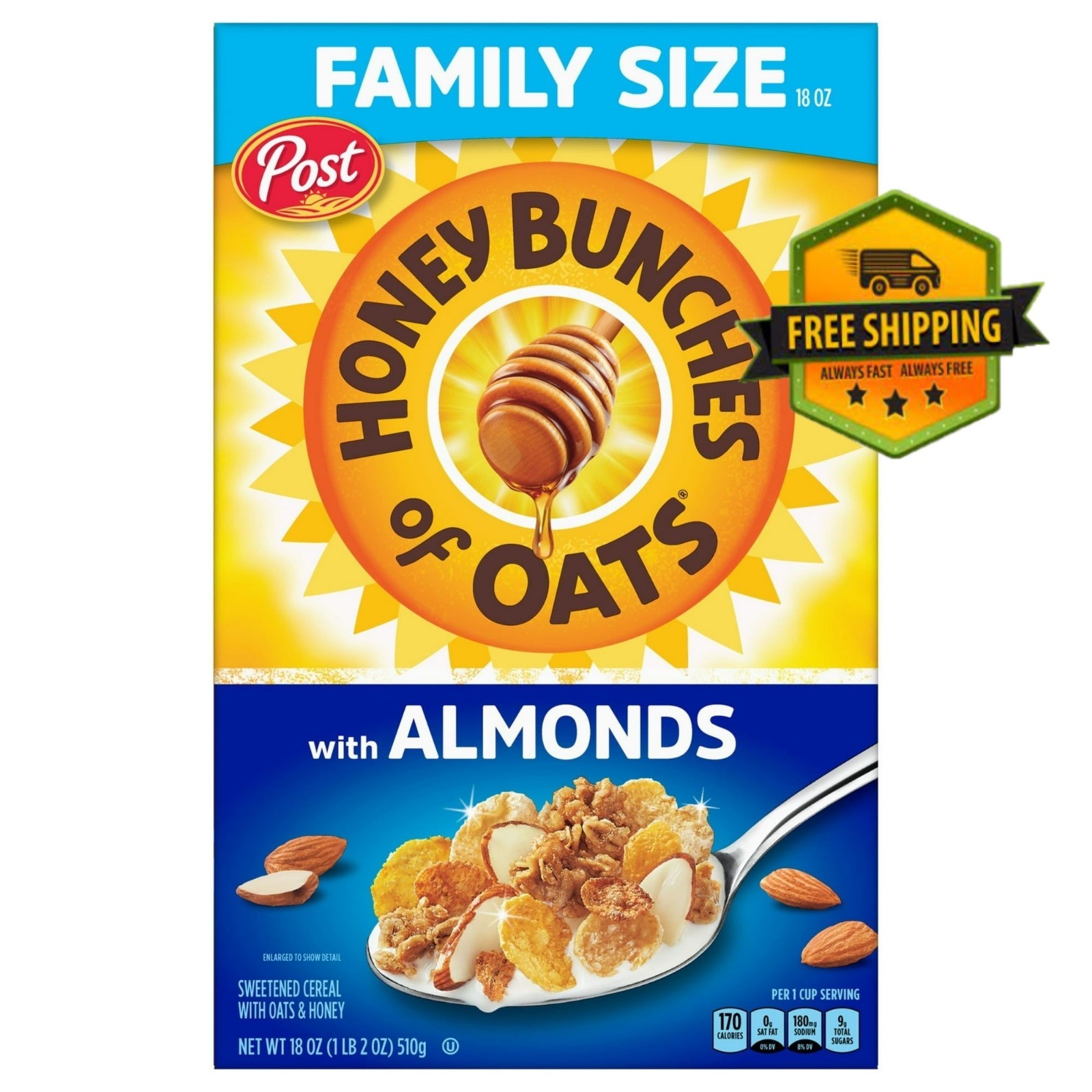 Honey Bunches of Oats with Almonds Cereal Family Size 18 oz Box