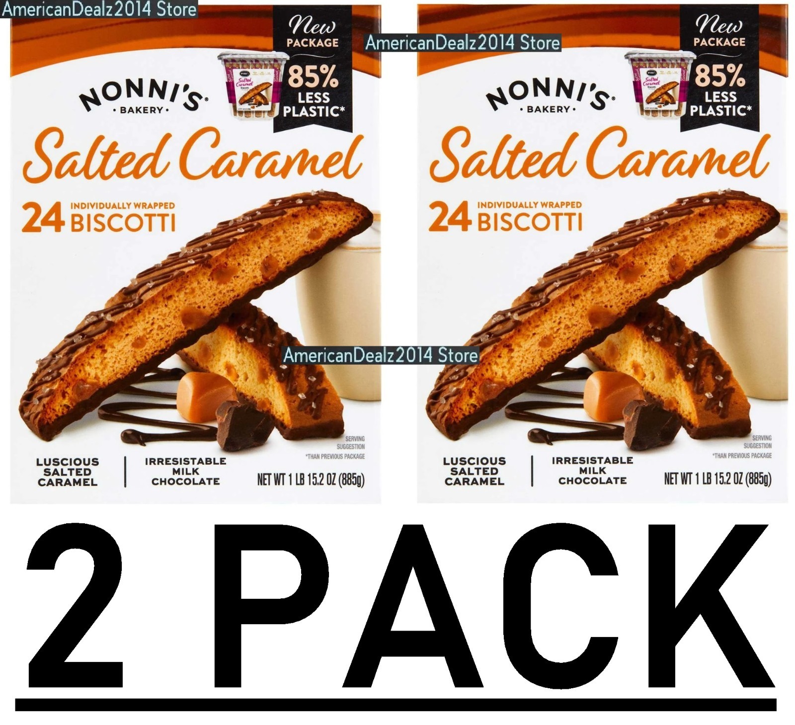 2 PACK – Nonni’s Salted Caramel Biscotti 24 Ct – Total 48 Ct – FREE SHIPPING