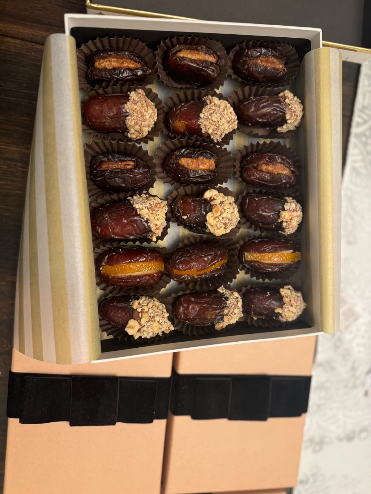 Medjool Dates Covered with Chocolate and filled with nuts/ 24 pieces in a box