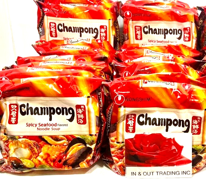 NongShim Champong Spicy SeaFood Noodle Soup 4.58 oz x 12 Packs~7/2025