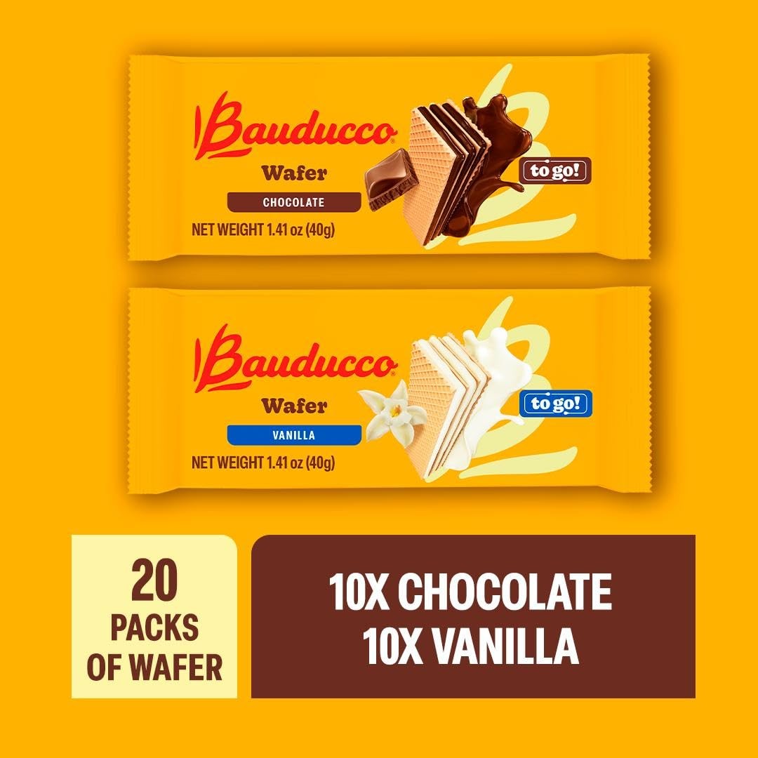 Bauducco Chocolate & Vanilla Wafer Cookies – Convenient 20 Count(Pack of 1)