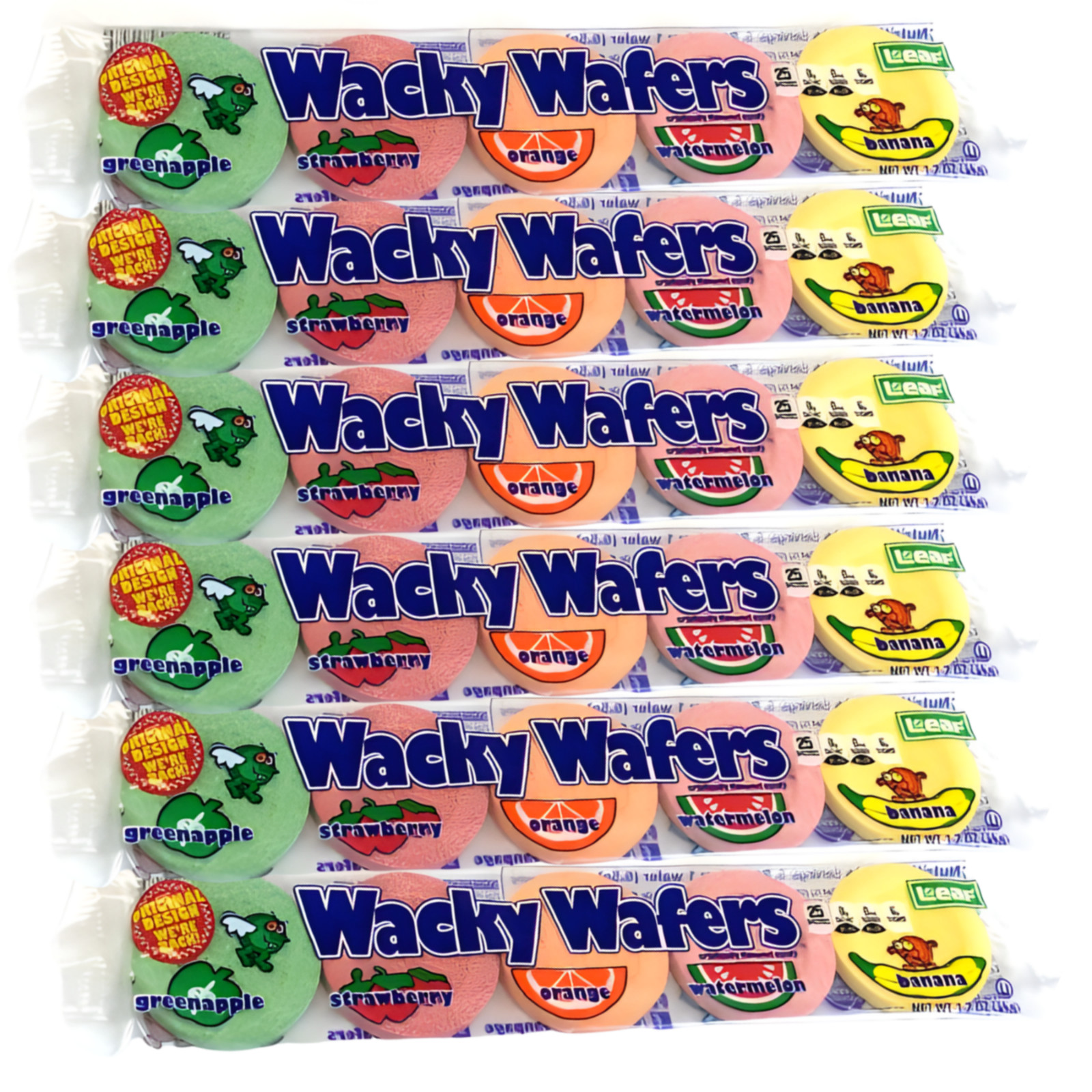 Wacky Wafers 6 Pack Retro Candy Discs Assorted Fruit Flavors
