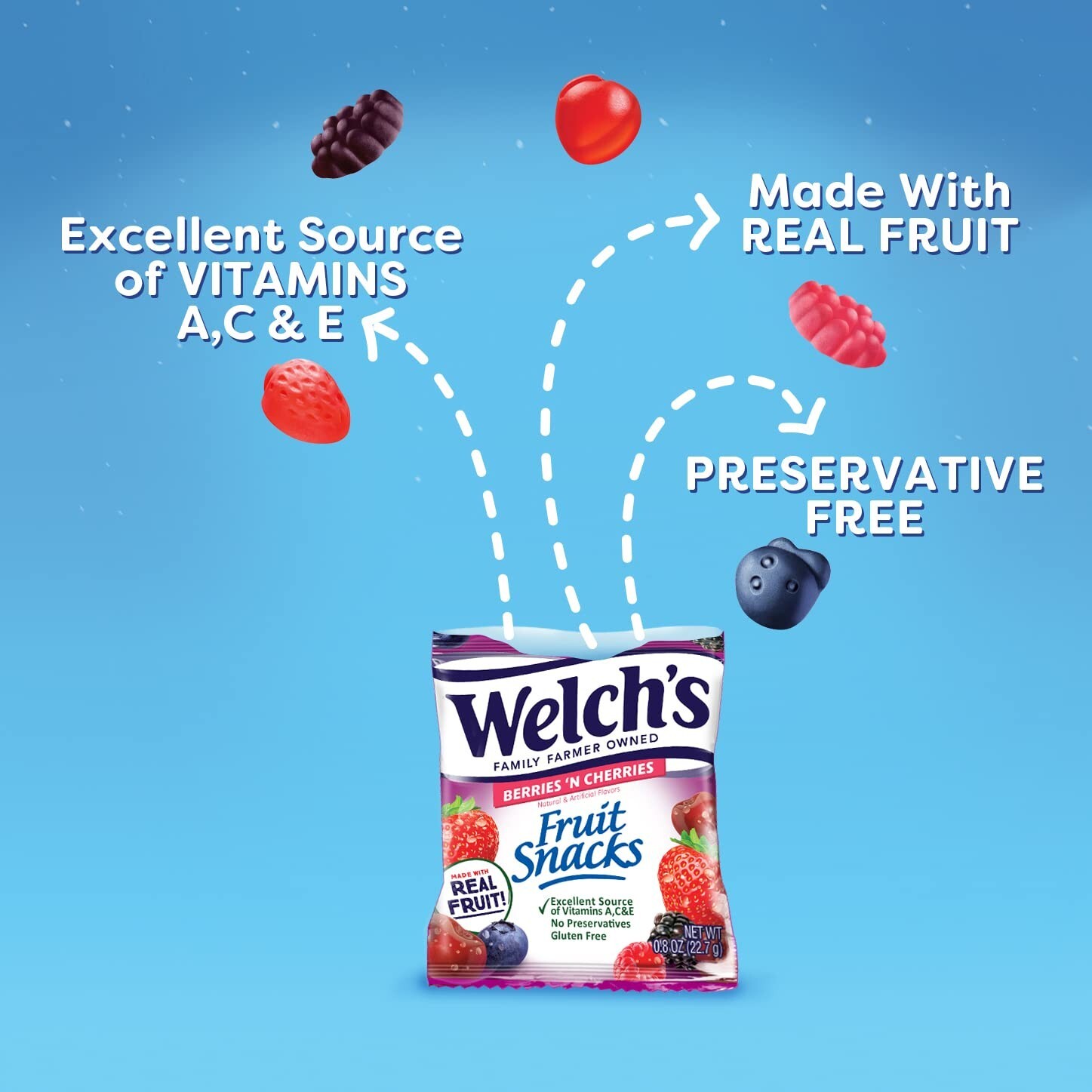 Welch’s Fruit Snacks, Berries ‘n Cherries, 0.8 oz (Pack of 40)