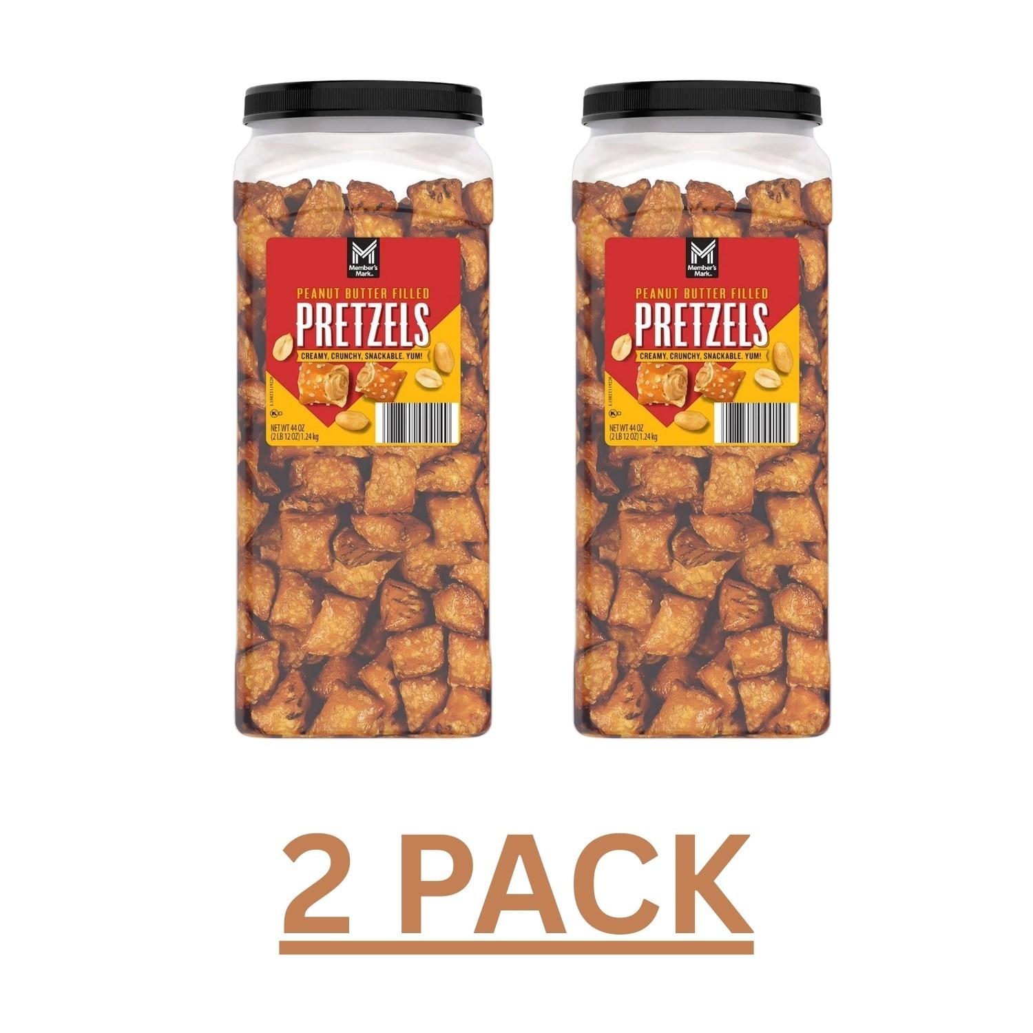 2 PACK – Member’s Mark Peanut Butter Filled Pretzels (Total 88 oz) Free Shipping