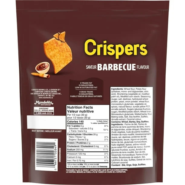 12 Bags of Christie Crispers Barbecue Crackers 145g /5.1 oz Each -Free Shipping