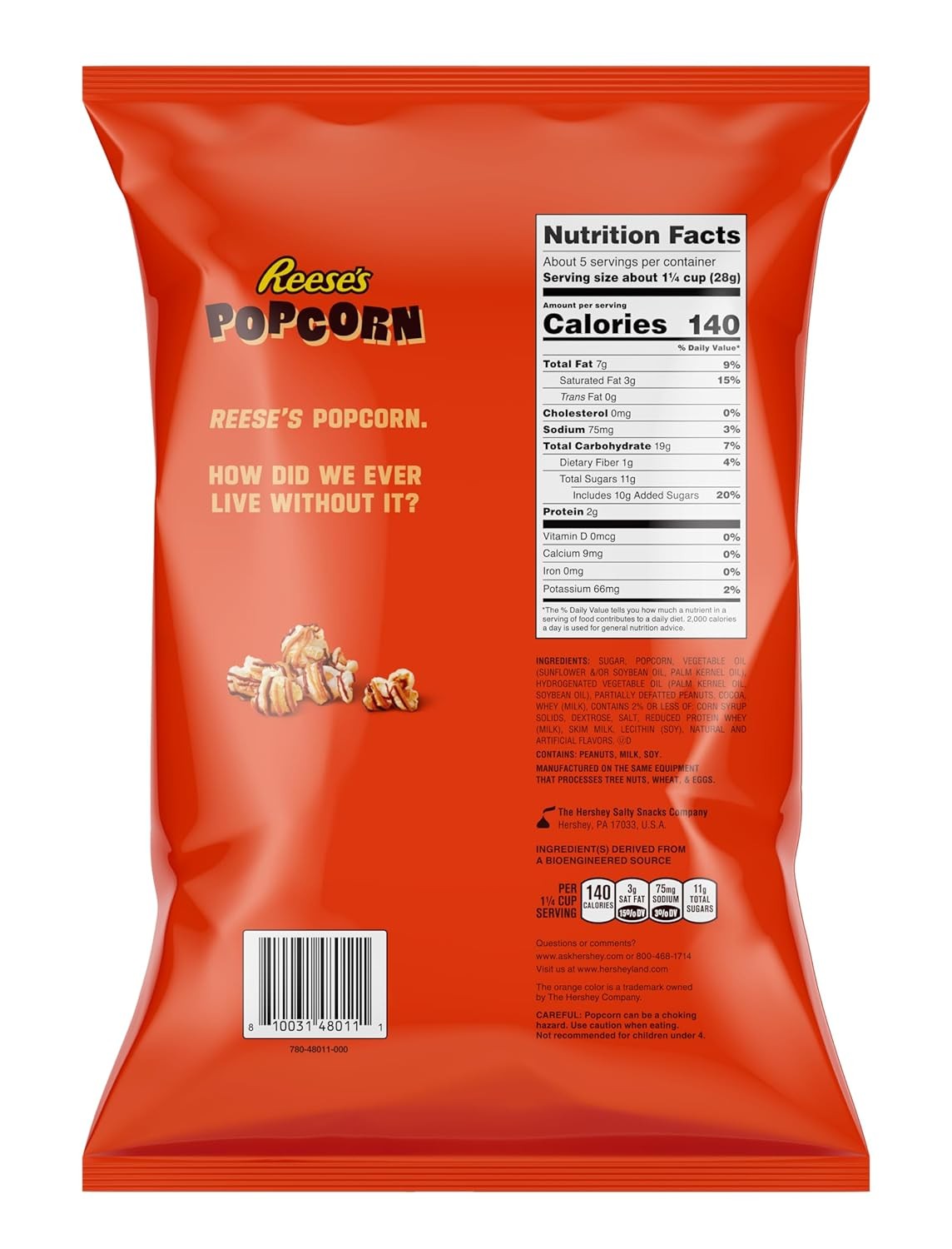 Reese’s Popcorn, 5.25oz Grocery Sized Bag, Popcorn