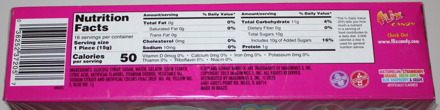 Flix (16) Gummy Bands Bracelet Pouches – Friendship Exchange – Candy 8.46 oz Box