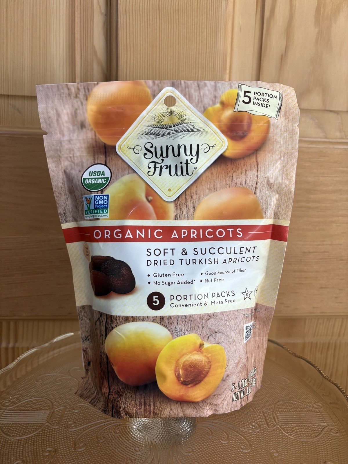Sunny Fruit Organic Dried Turkish Apricots 8.8oz 5 Portion Packs No Added Sugar